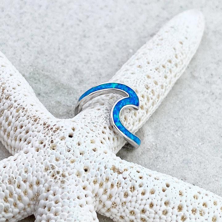 Meereswellenring aus Opal und Silber