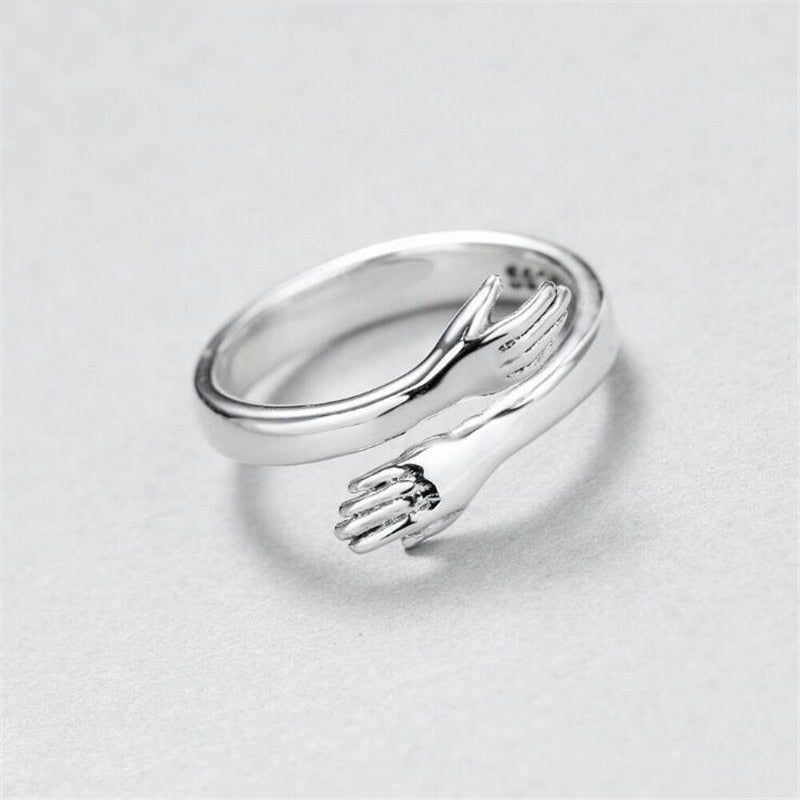 Silberner verstellbarer Ring „Umarmung“