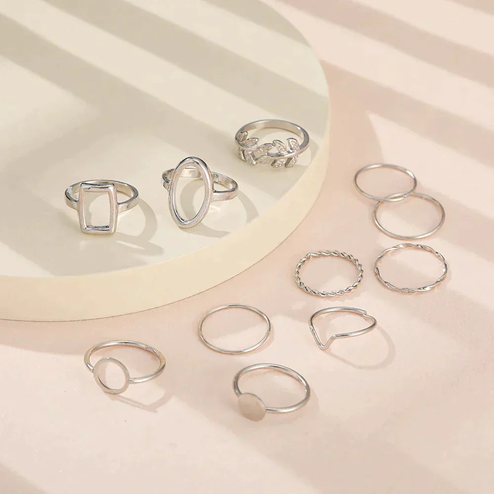 Set mit 11 Vintage Silberringen