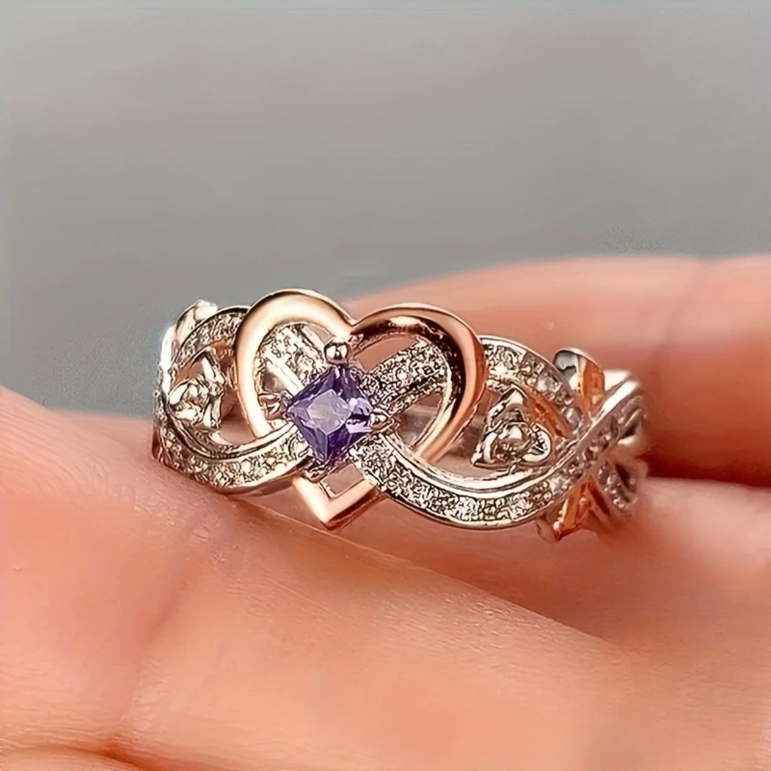 Heller Violetter Gold- und Silberherzring