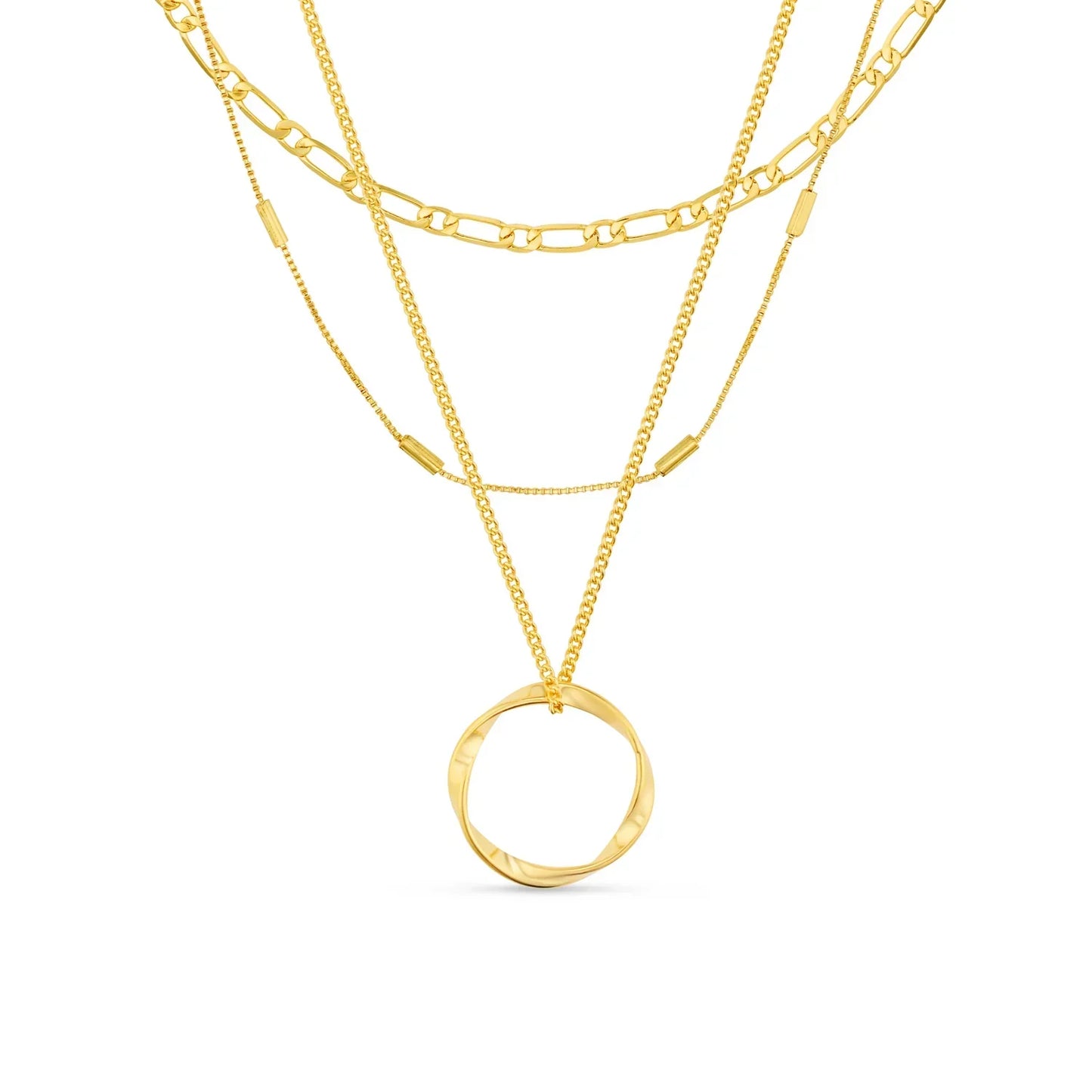 Offener Kreis dreireihige Halskette | Gold