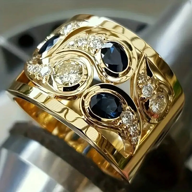 Vintage Goldene Einlage Zirkonia Ring