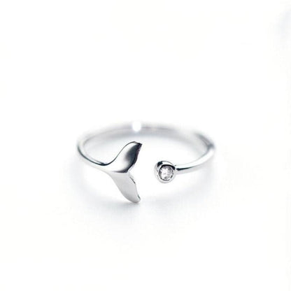 Delfinschwanzring aus 925 Sterling Silber und verstellbarem Zirkonia