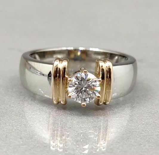 Vintage Offene Goldfaden Silberring