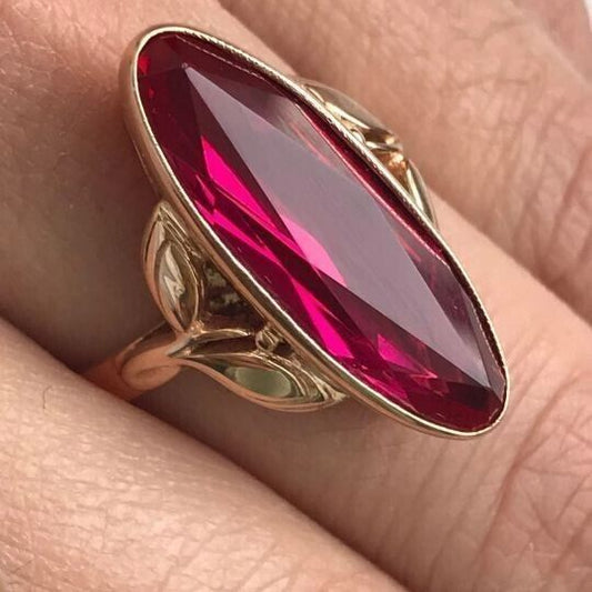 Vintage Granat ovaler Kristall Goldring