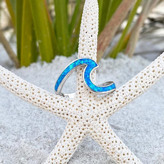 Meereswellenring aus Opal und Silber