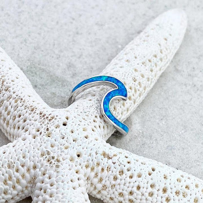 Meereswellenring aus Opal und Silber