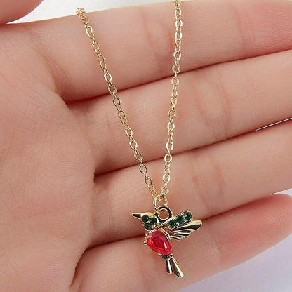 Emaille- und Zirkonia-Hummingbird-Halskette