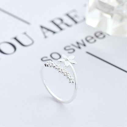 Verstellbarer Ring aus 925er Silber mit handgemaltem Emaille-Wildblumen-Motiv