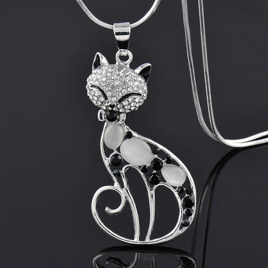 Katzen der Liebe Halskette aus Sterlingsilber mit Zirkonia-Besatz