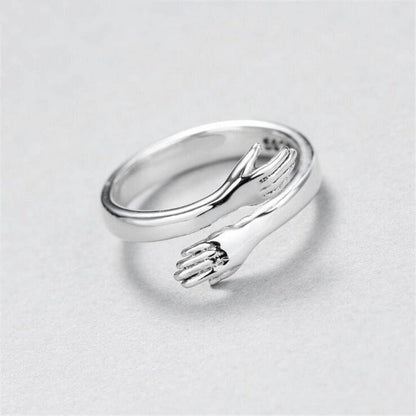 Silberner verstellbarer Ring „Umarmung“