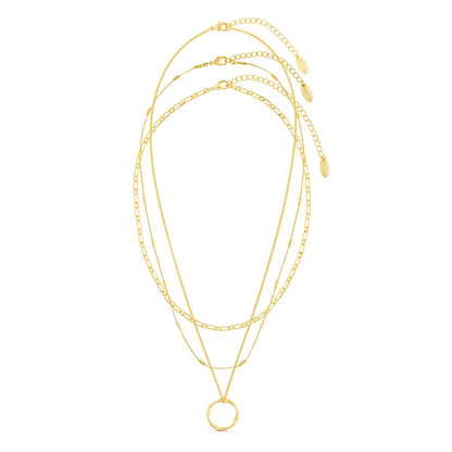 Offener Kreis dreireihige Halskette | Gold