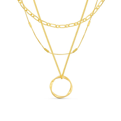 Offener Kreis dreireihige Halskette | Gold
