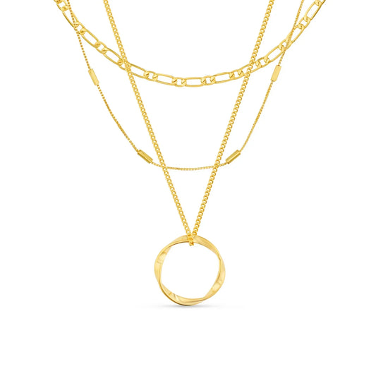 Offener Kreis dreireihige Halskette | Gold