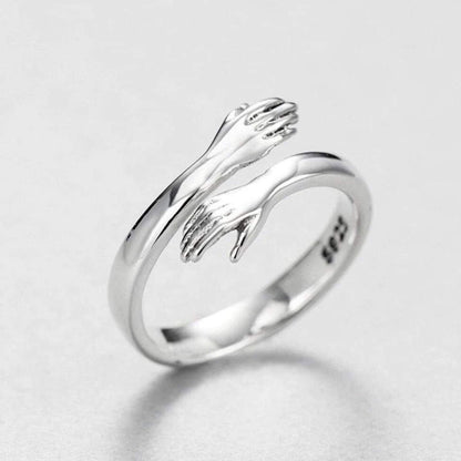 Silberner verstellbarer Ring „Umarmung“