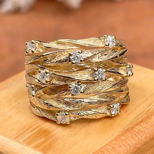 Vintage Goldener Zirkonia Ring