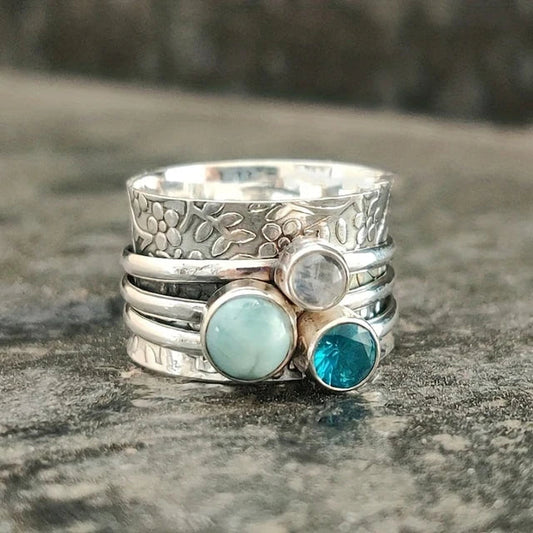 Vintage Silberring mit naturblauen Steinen