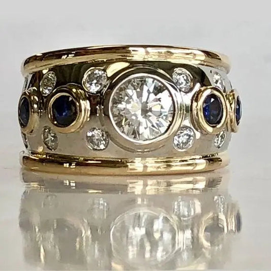 Vintage goldener Inlay-Zirkonia-Ring