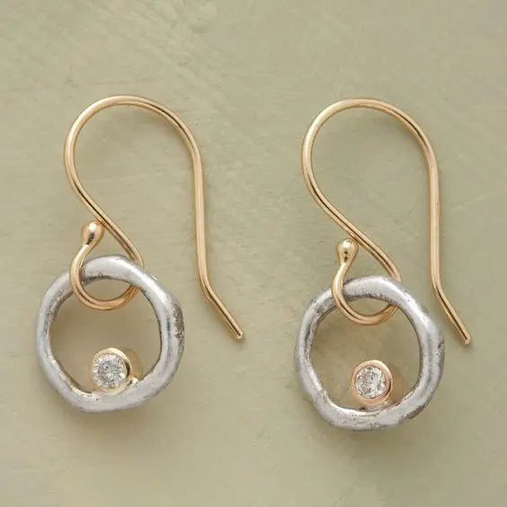 Vintage Gold- und Silber-Zirkonia-Ohrringe