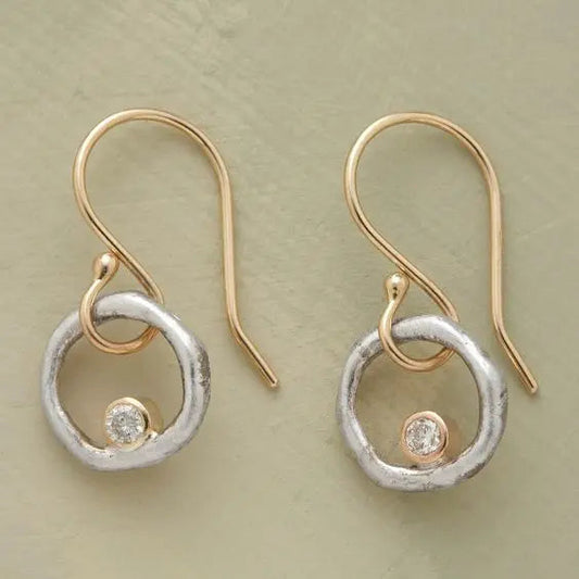 Vintage Gold- und Silber-Zirkonia-Ohrringe
