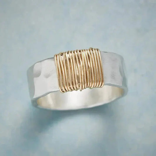 Vintage goldene Fäden Silberring