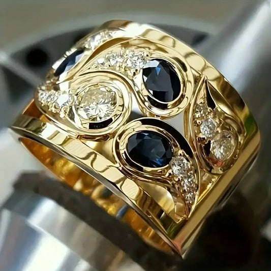 Vintage Goldene Einlage Zirkonia Ring