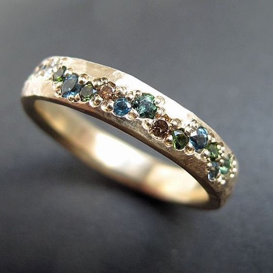Vintage Goldfarbiger Bunter Ring