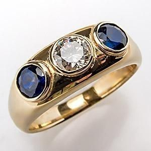 Vintage Blau Einlegeglas Zirkonia Goldring