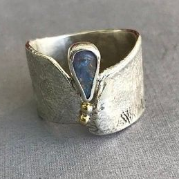 Vintage Offene Blaue Opal Tropfring