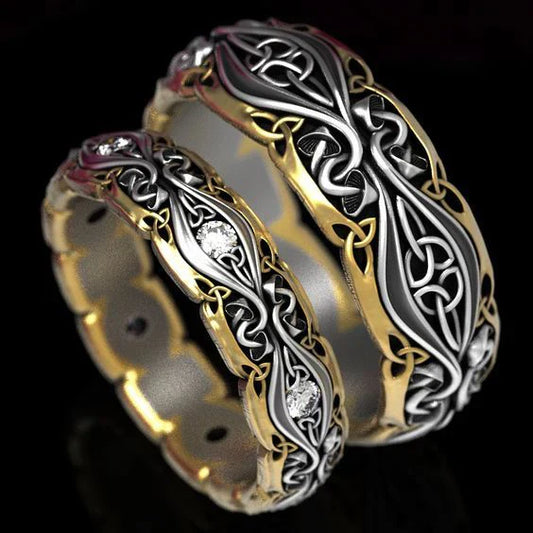 Vintage Paar Gold- und Silberring