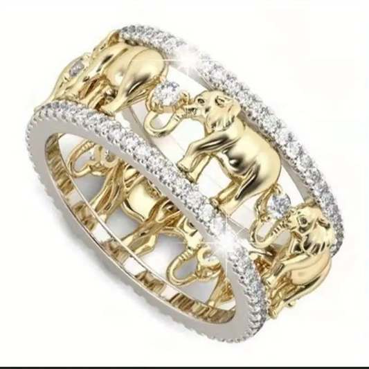 Goldring mit Elefanten