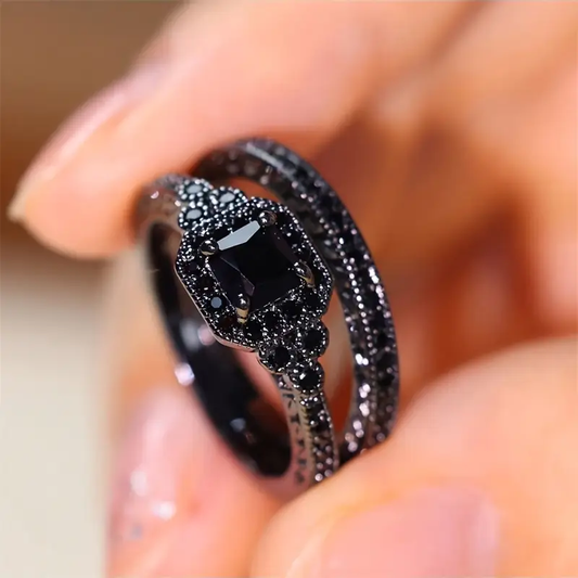 Vintage Ring-Set Schwarz